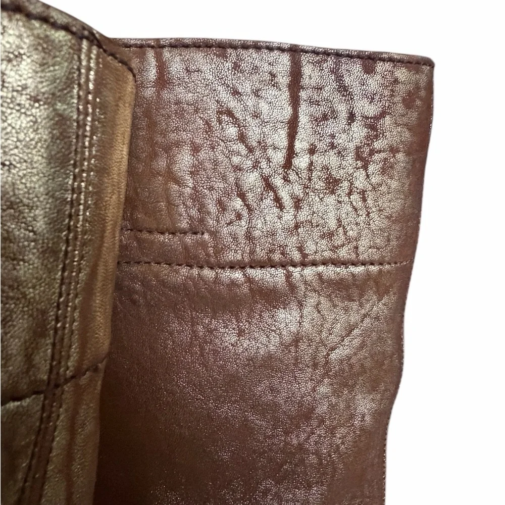 RARE Miu Miu Vintage Gold Metallic Leather Boots Sz 35 Cowboy Festival Boho - Picture 11 of 16
